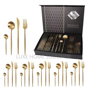 24pcs Gold Cutlery Polished Set