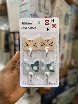Surme 4pcs Cat Adhesive Wall Hooks - 3.0kg Strong Load, No Drilling