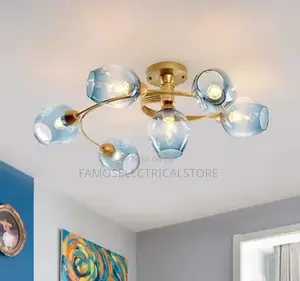 Ceiling Mounted Blue Globe Chandelier
