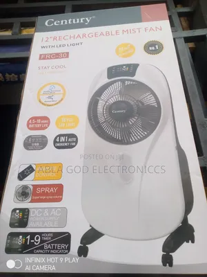 Century 12 Inches Rechargeable Mist Fan With Led Light.