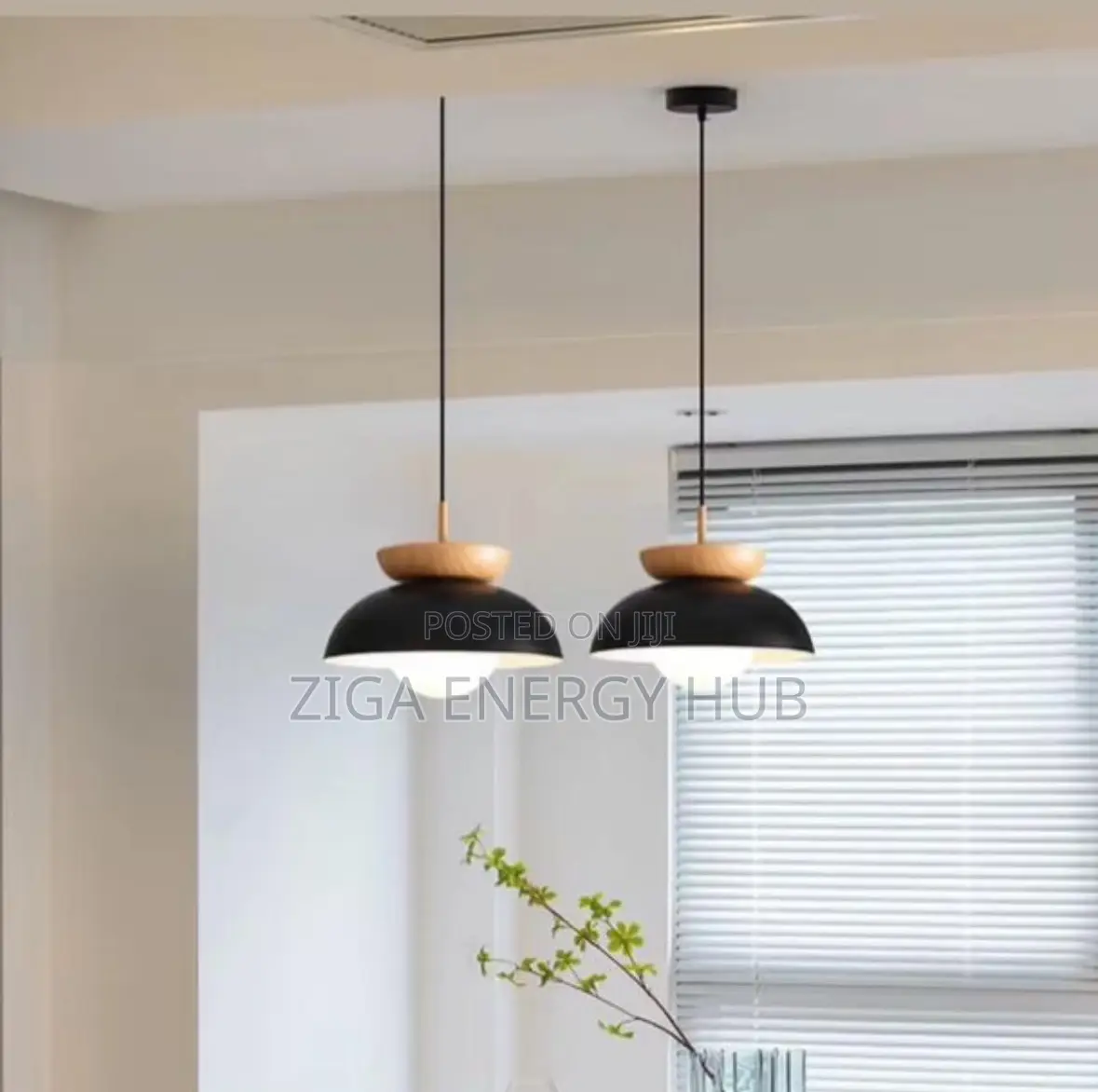 Single Drop Pendant Light Black on Gold