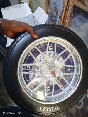 Glass Wheel Wall Clock Tyre Design Rubber Decoration Clock 50cm