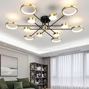 Elegant Galactic 9-Light Led Chandelier in Matte Black Brass