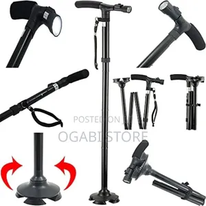 Adjustable Walking Stick With Led Light 4-Point Base