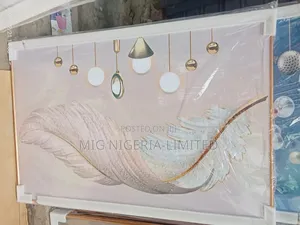 80cmx120cm Wall Acrylics Large Frame White Feather Design Gold