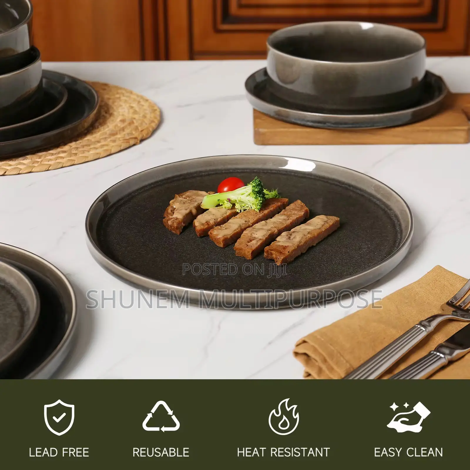 12 Pieces Ceramic Stoneware Dinnerware Set