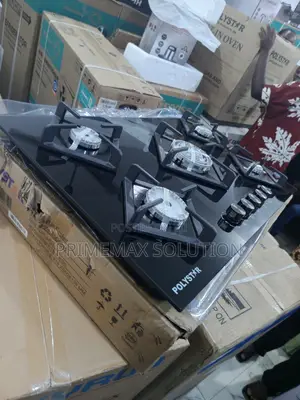 Polystar Tempered Glass 5 Burner Gas Cooktop – Heavy Duty Supports