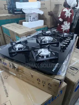 High-Performance Polystar 5 Gas Burner Tempered Glass Hob