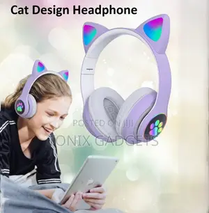 Wireless Cat Headset With RGB Light (Purple)