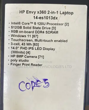 New Laptop HP Envy x360 8GB Intel Core 5 SSD 512GB