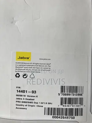 Jabra Pro 9460/9465 Duo Flex Headset (Model 14401-03).