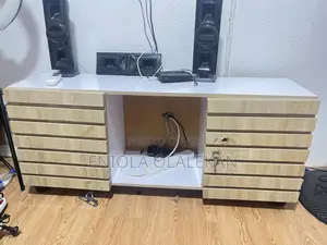 Wooden Tv Stand With Speaker Space and 2shelves Used
