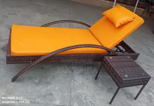 Adjustable Crafted Outdoor Bed With Side Stool