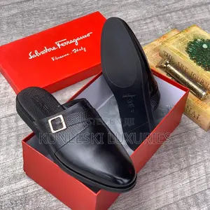 Original Salvatore Ferragamo Black Brown Half Shoe
