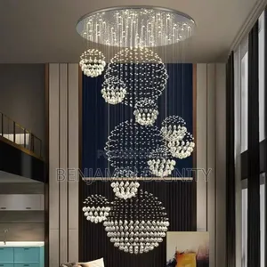 Spiral Crystal Balls Raindrops Staircase Chandelier Lighting