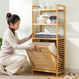 3 Tier Bamboo Shelf / Bamboo Lundry Basket