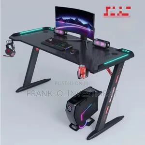 Z Shaped Computer Gaming Desk With Ambient Light - 1.2m