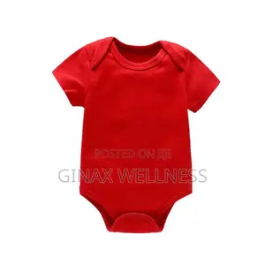 Plain Short-Sleeve Baby Bodysuit (For 0-12 Months Old)