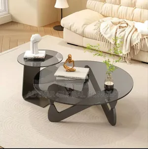 2in1 Aesthetic Tempered Glass Transparent Centre Table
