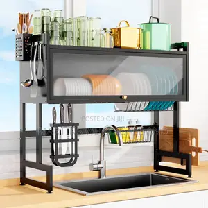 85cm Over the Sink Dish Drying Rack With a Dust-Proof Cover.