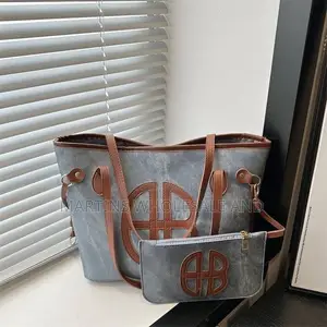 2-in-1 Monogram Print Tote Bag Set With a Matching Pouch,