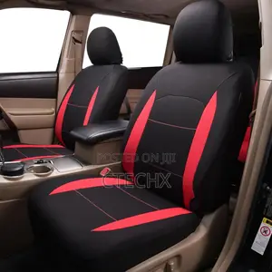 Seat Covers Full Set With Airbag Compatible (Black and Red)