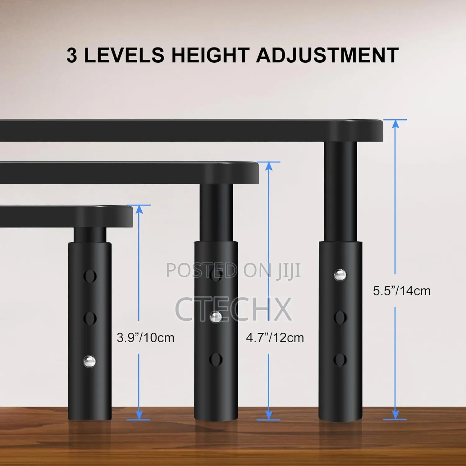 Monitor Stand Riser, Metal Computer Stand, 3 Height Adjustable Riser