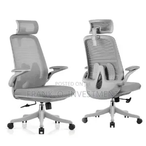 Mesh Ergonomic Swivel Office Chair With Flip Arms - 1 Pc - Gray