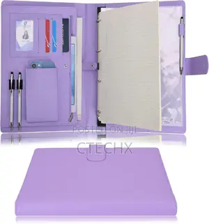 A4 Pu Leather 4 Ring Holder Writing Portfolio Multi Document Case