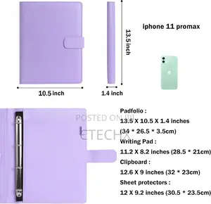 A4 Pu Leather 4 Ring Holder Writing Portfolio Multi Document Case