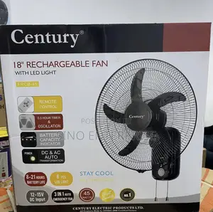 Century 18 Inches Rechargeable Wall Fan (Frcb 45) - Black