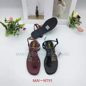 Saint Laurent Cassandra Flat Thong Sandals