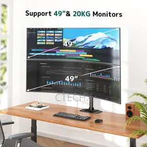 Heavy Duty Dual Monitor Arm Mount for 17′′–49′′ Flat Curved Screens