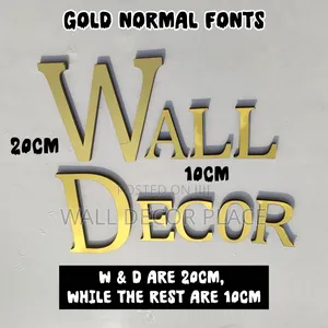 20cm Alphabet Stickers (3d Wall Letter) Normal Font Gold Colour