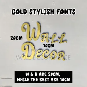 20cm Alphabet Stickers Stylish Font (Gold Black Colour)