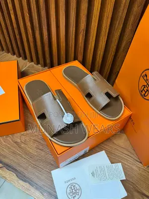 Luxury Original Brown Leather Hermes Slipers 40-47