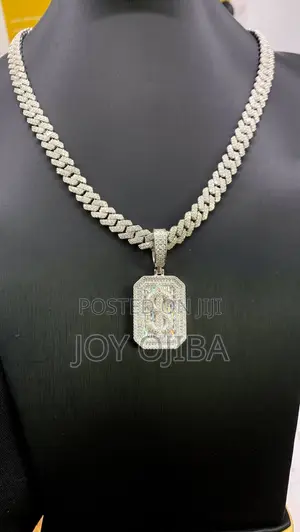Moissanite Cuban Neckchain and Dollar Pendant