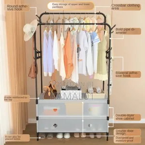Double Rod Clothes Rack With Shoe Storage