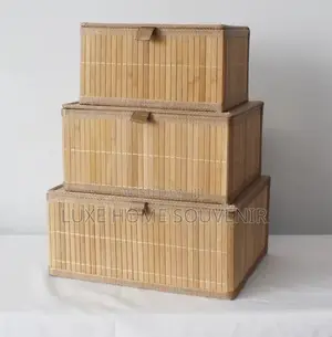 3 in 1 Bamboo Storage Box With Cover