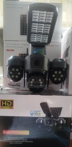 V380 PTZ Solar Camera With Light, Three Lens
