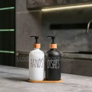 2 in 1 Soap Dispenser With Bamboo Holder