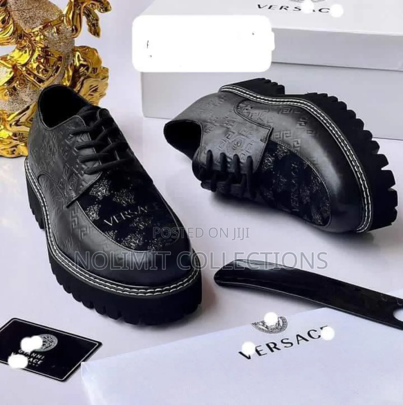 Versace Patterned Leather Derby Shoe