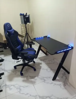 Y- Leg Gaming Desk With RGB Colors Display Gaming Chair - Black