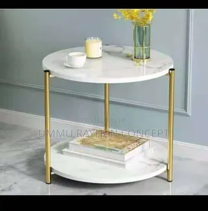 Marble Center Table/ Side Stool for Living Room – White