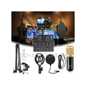 Podcast Studio Kit Condenser Microphone With Sound Card Stand V8s