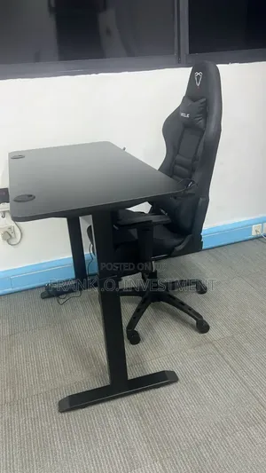 Electric Adjustable Desk With Game Chair Full Black