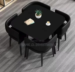 Square Dining Table With 4 Chairs - Black
