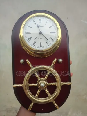 Vintage Mid Century Hermle Nautical Solid Brass Quartz Wall Clock