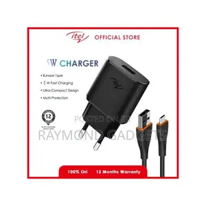 Itel 5v 1a Fast Charger + Free Micro Usb Cable – Black
