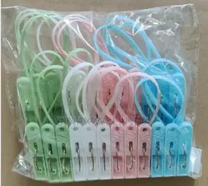 Clothes Pegs With Hanging Loop (24 Pieces Per Pack, Multi-Color Pack)